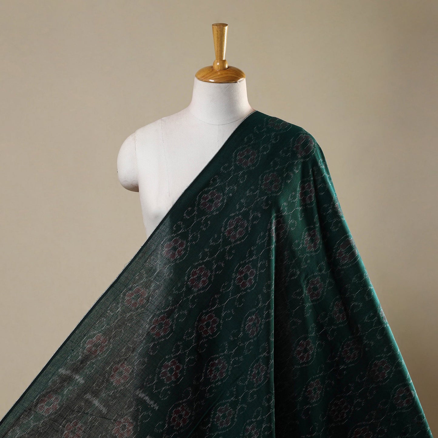 Green Sambalpuri Ikat Cotton Fabric