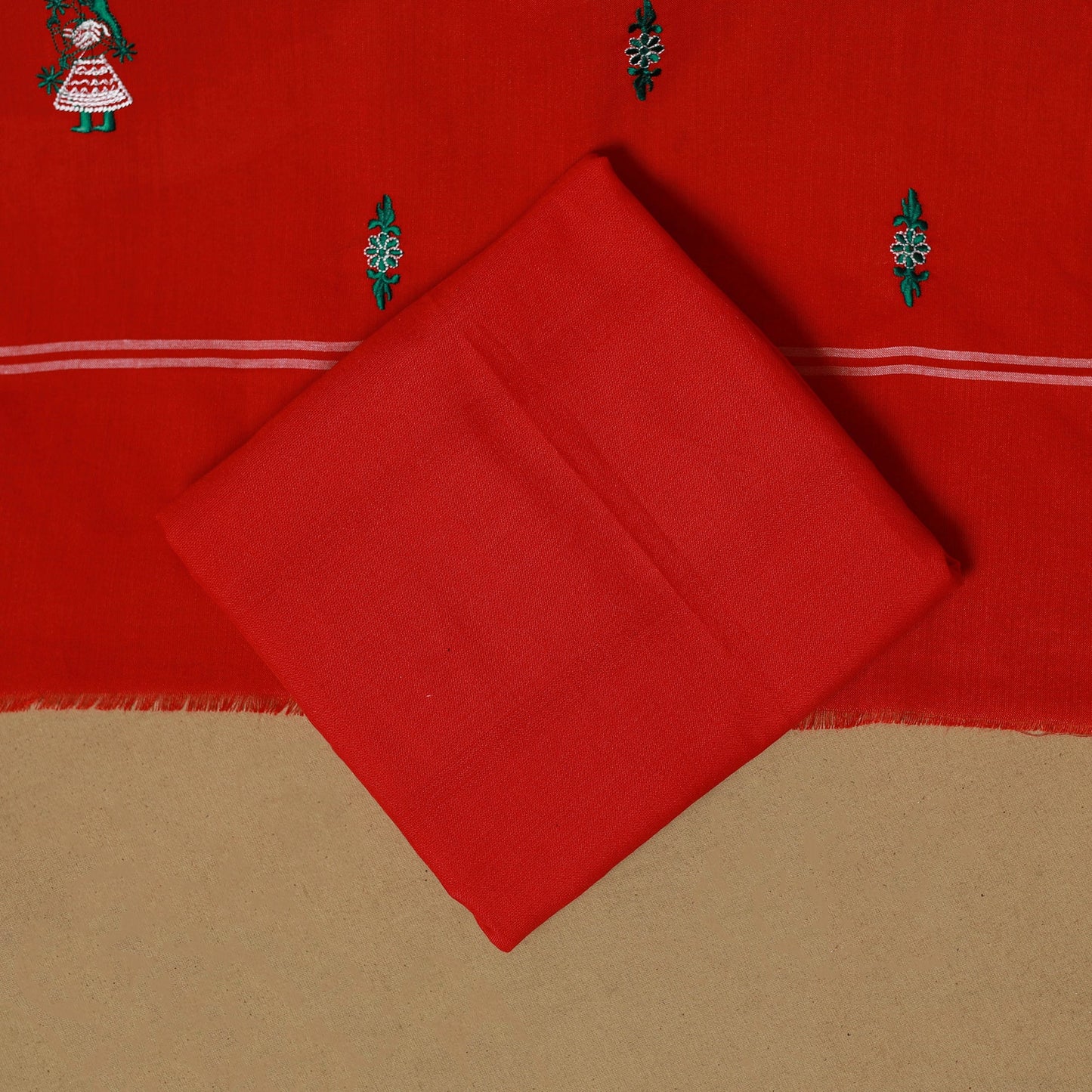 Green - sambalpuri ikat handloom cotton 3pc unstitched