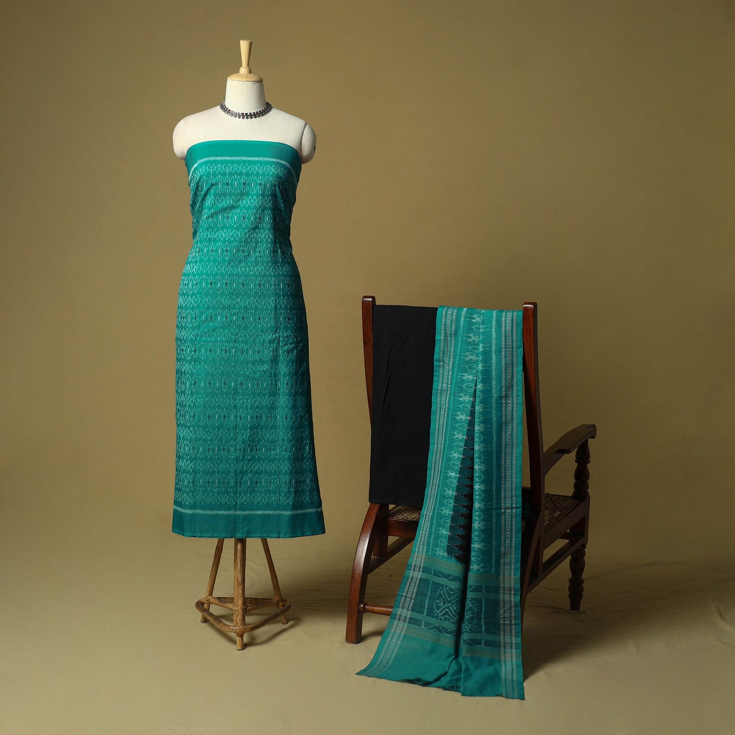 Sambalpuri ikat handloom cotton 3pc unstitched dress