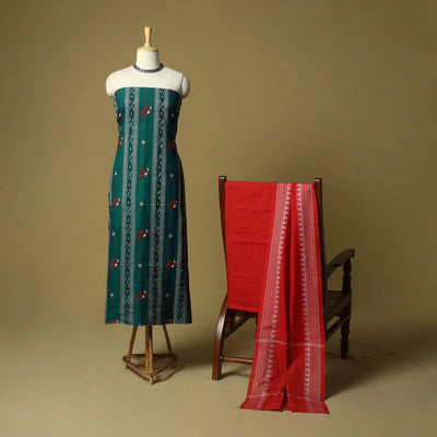 Sambalpuri ikat handloom embroidered cotton 3pc unstitched