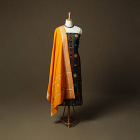 Sambalpuri ikat handloom embroidered cotton 3pc unstitched