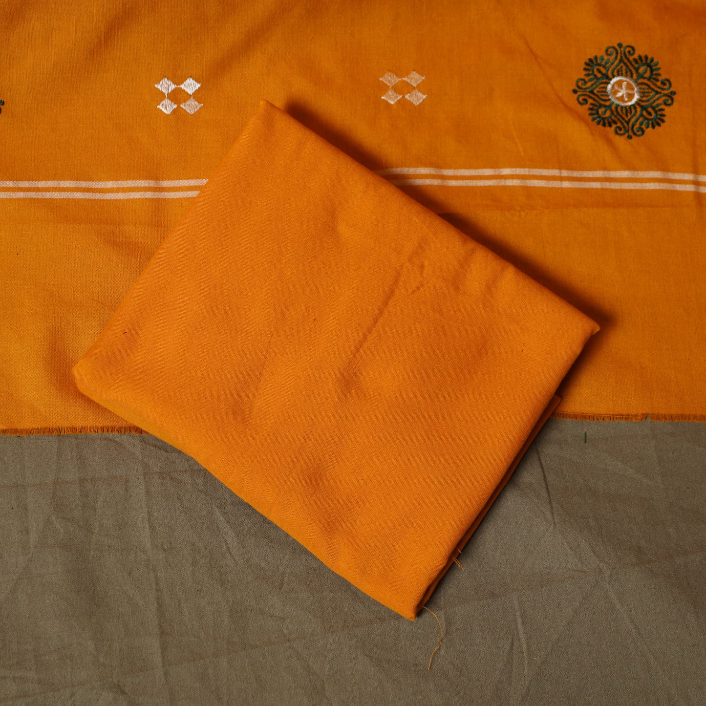 Sambalpuri ikat handloom embroidered cotton 3pc unstitched