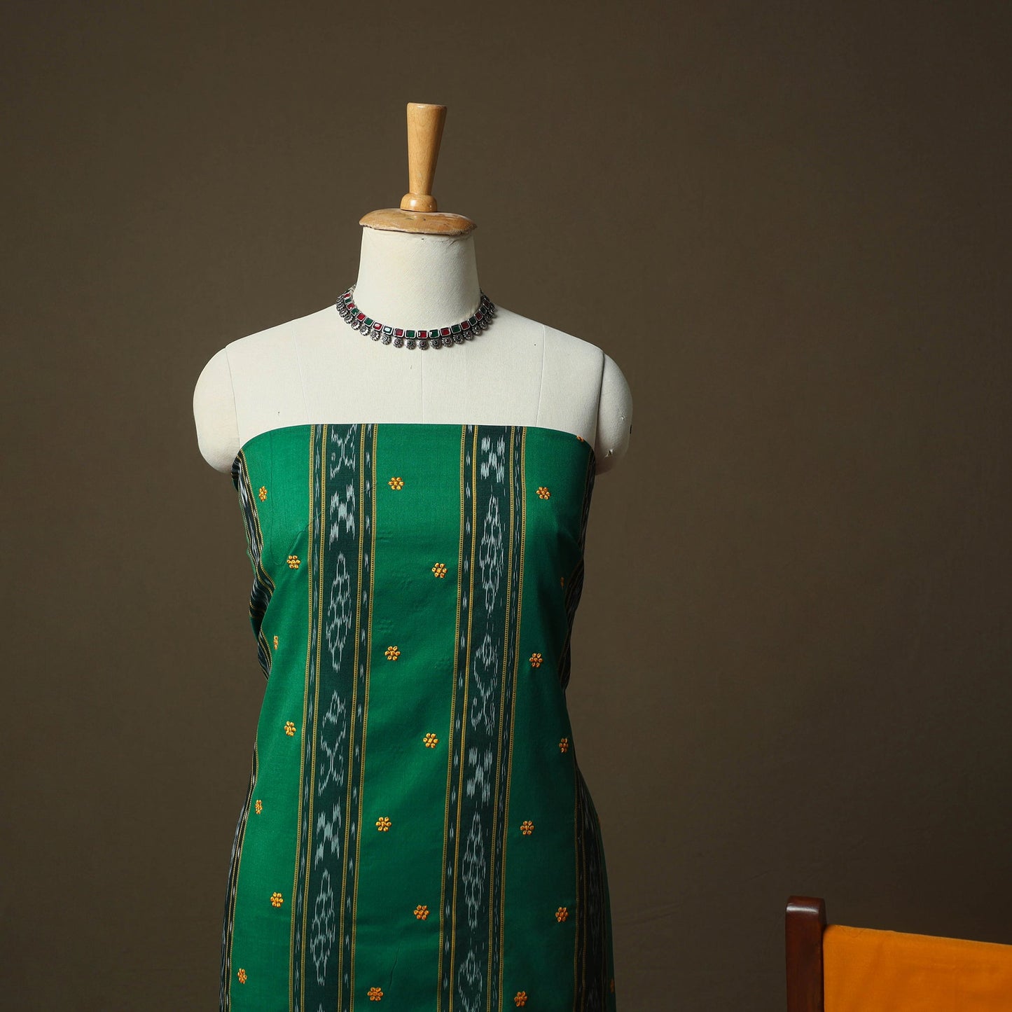 Sambalpuri ikat handloom embroidered cotton 3pc unstitched