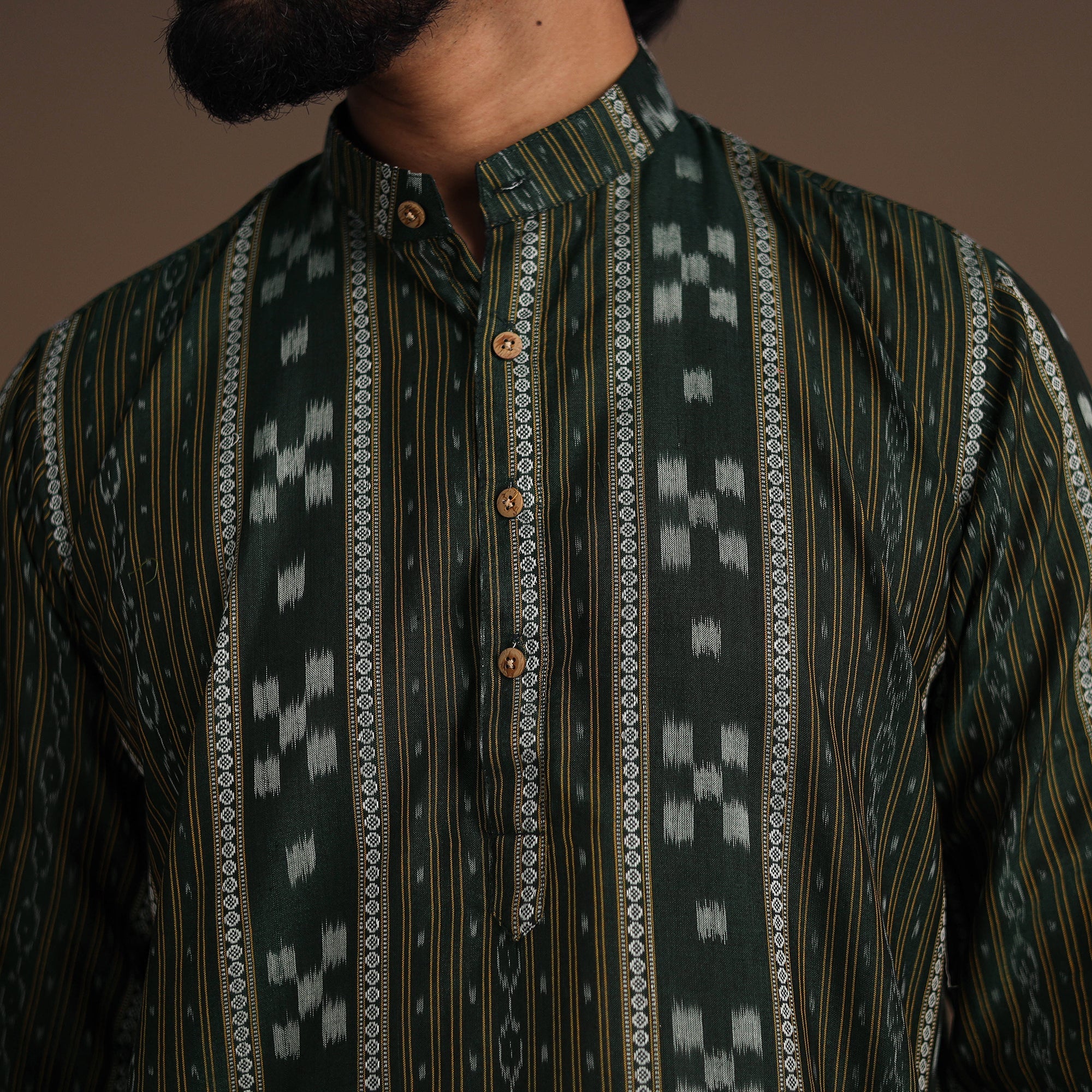 sambalpuri dress design for men Sambalpuri Ikat Weave Cotton Men Short Kurta Itokri Casuals COJP_JP/KT/9/2/S