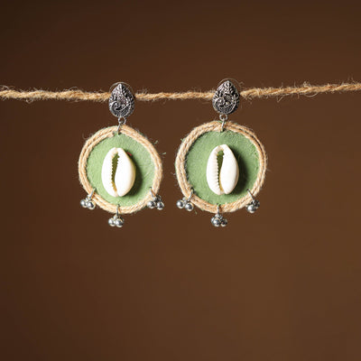 Green Sanaya Jute Fabart Handmade Earrings