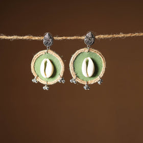 Green Sanaya Jute Fabart Handmade Earrings