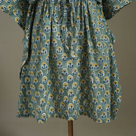 Green Sanganeri Block Print Cotton Kaftan (Medium) 
