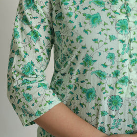 Green - sanganeri cotton kurta suit set 03 - handcrafted