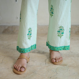 Green - sanganeri cotton kurta suit set 03 - handcrafted