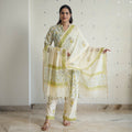 Green - sanganeri cotton kurta suit set 07 - handcrafted