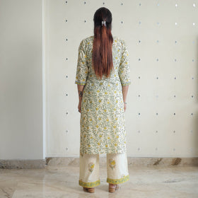Green - sanganeri cotton kurta suit set 07 - handcrafted