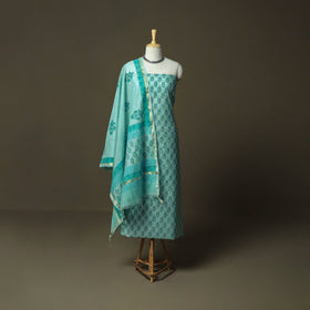 Sanganeri block print mul chanderi handloom 3pc unstitched
