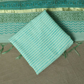 Sanganeri block print mul chanderi handloom 3pc unstitched
