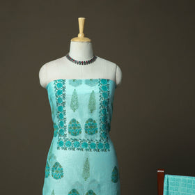 Sanganeri block print mul chanderi handloom 3pc unstitched