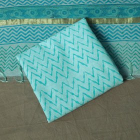 Sanganeri block print mul chanderi handloom 3pc unstitched