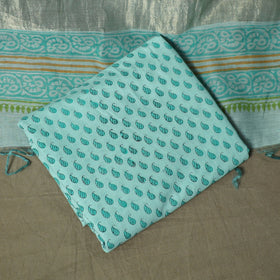 Sanganeri block print mul chanderi handloom 3pc unstitched
