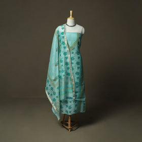 Sanganeri block print mul chanderi handloom 3pc unstitched