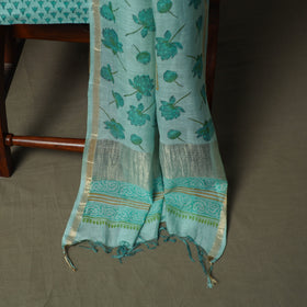 Sanganeri block print mul chanderi handloom 3pc unstitched