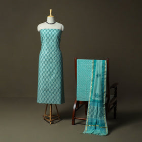 Sanganeri block print mul chanderi handloom 3pc unstitched