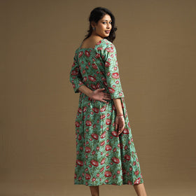 Buy Sanganeri Block Printed Cotton Flared Dress Online at iTokri.com