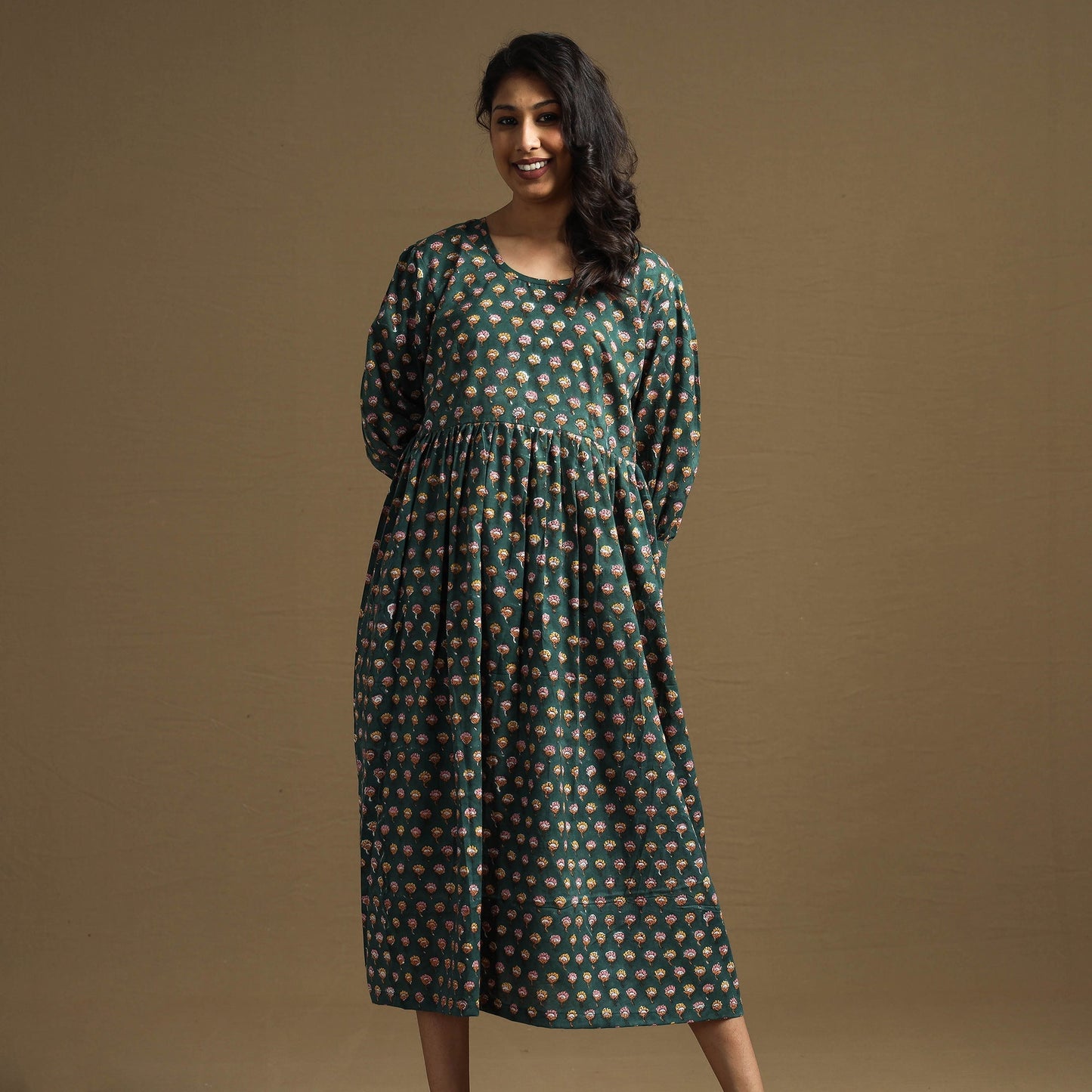 Buy Sanganeri Block Printed Cotton Flared Dress Online at iTokri.com