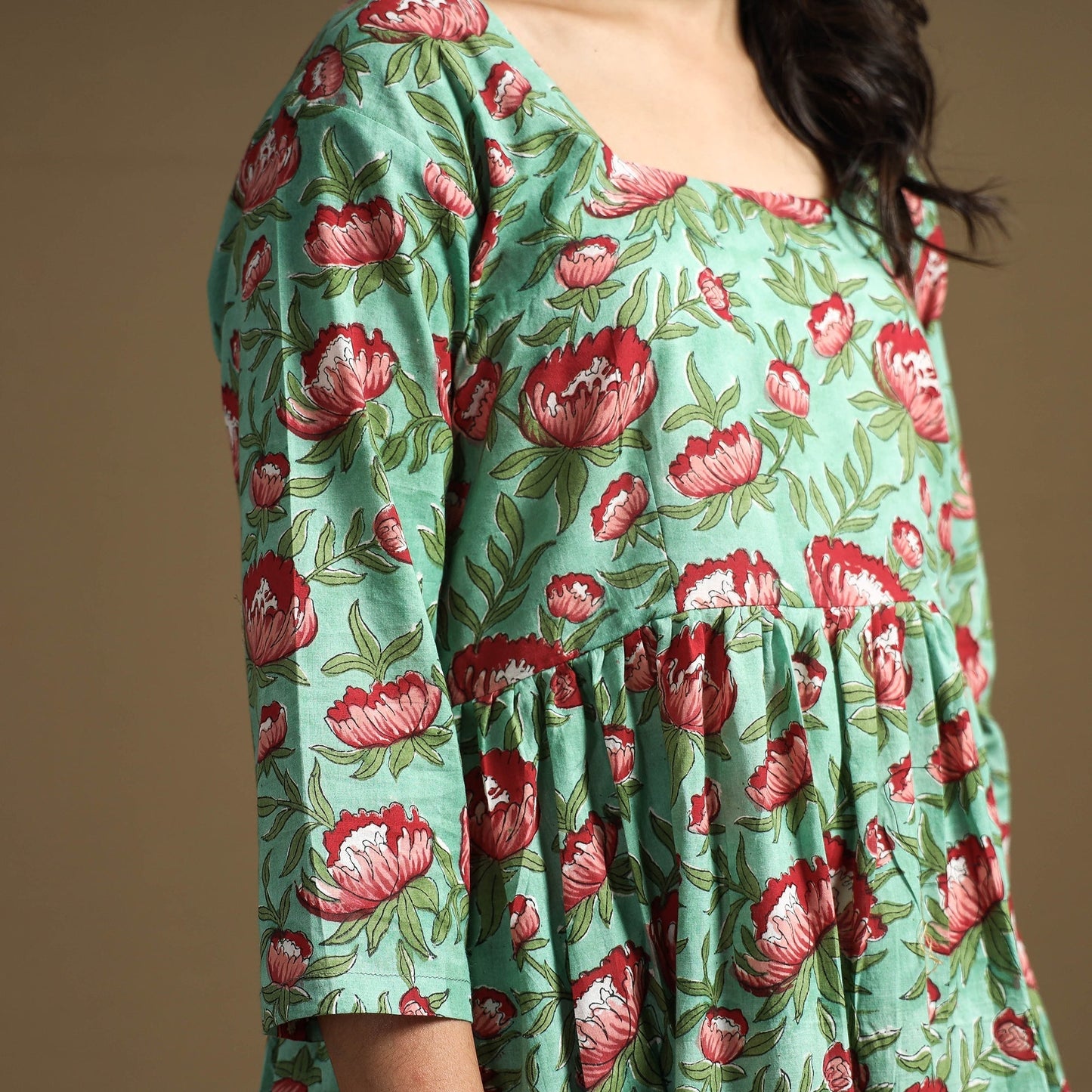 Buy Sanganeri Block Printed Cotton Flared Dress Online at iTokri.com