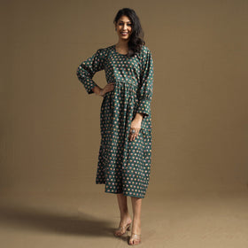 Buy Sanganeri Block Printed Cotton Flared Dress Online at iTokri.com