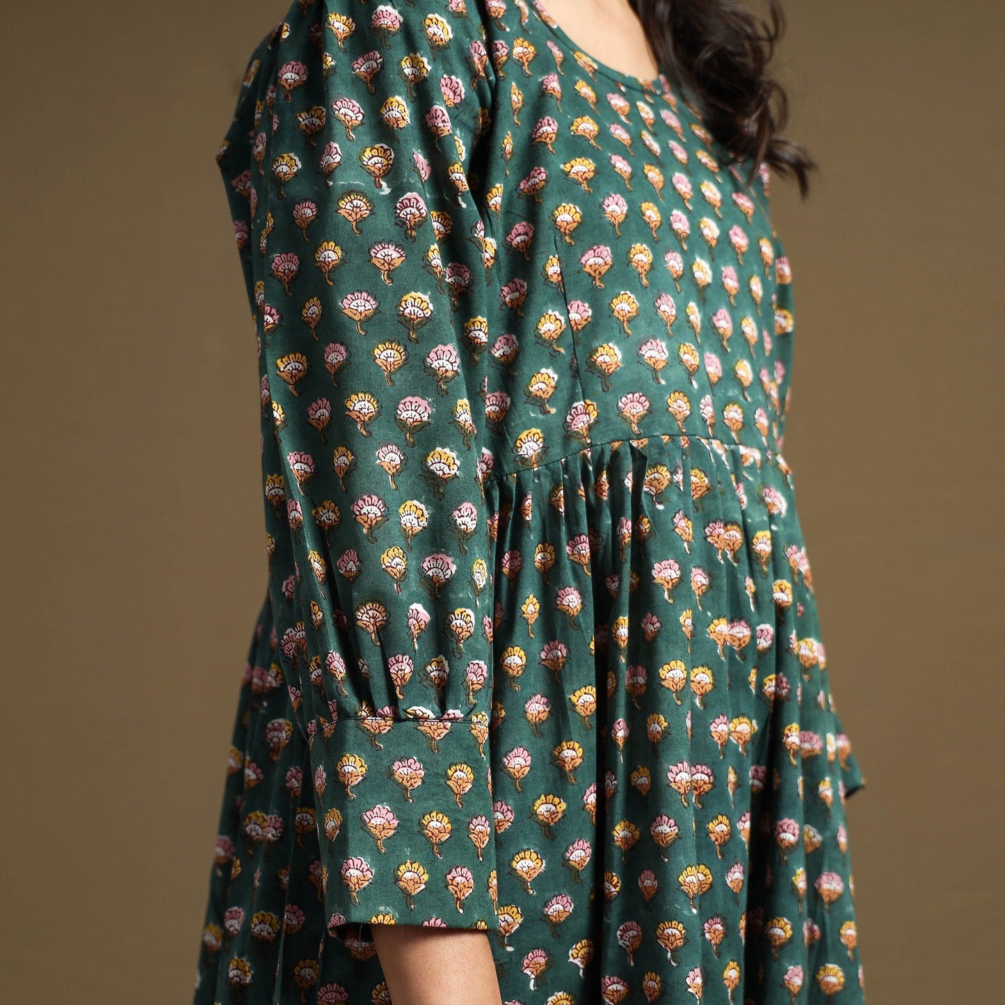 Buy Sanganeri Block Printed Cotton Flared Dress Online at iTokri.com