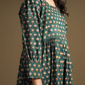 Buy Sanganeri Block Printed Cotton Flared Dress Online at iTokri.com