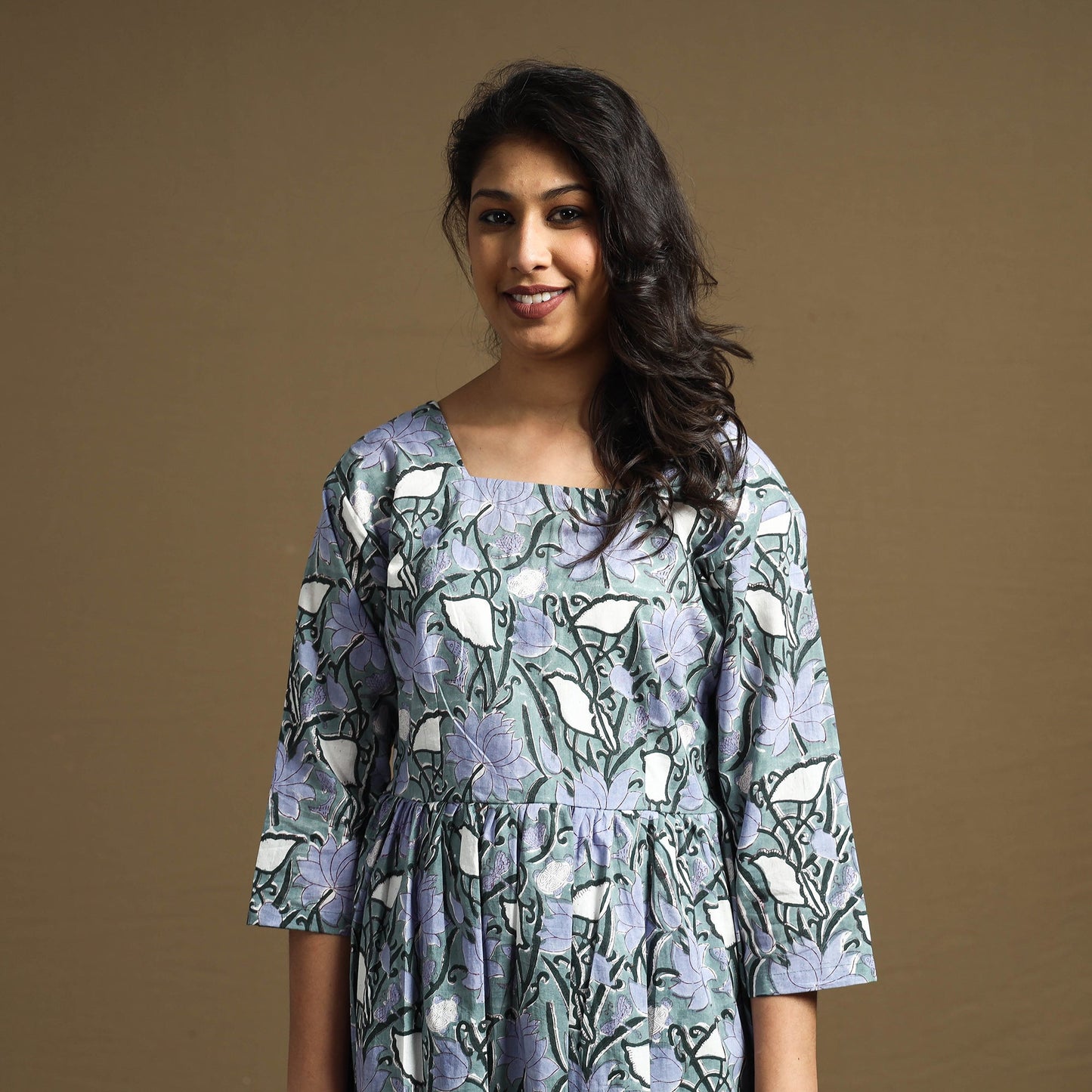 Buy Sanganeri Block Printed Cotton Flared Dress Online at iTokri.com