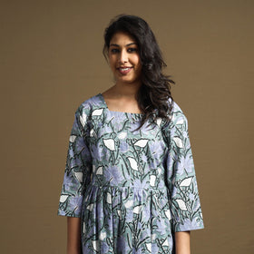 Buy Sanganeri Block Printed Cotton Flared Dress Online at iTokri.com