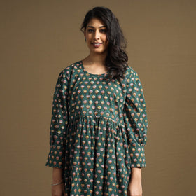 Buy Sanganeri Block Printed Cotton Flared Dress Online at iTokri.com