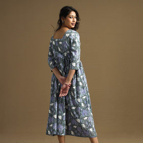 Buy Sanganeri Block Printed Cotton Flared Dress Online at iTokri.com