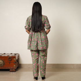 Green - sanganeri block printed cotton co-ord set 27