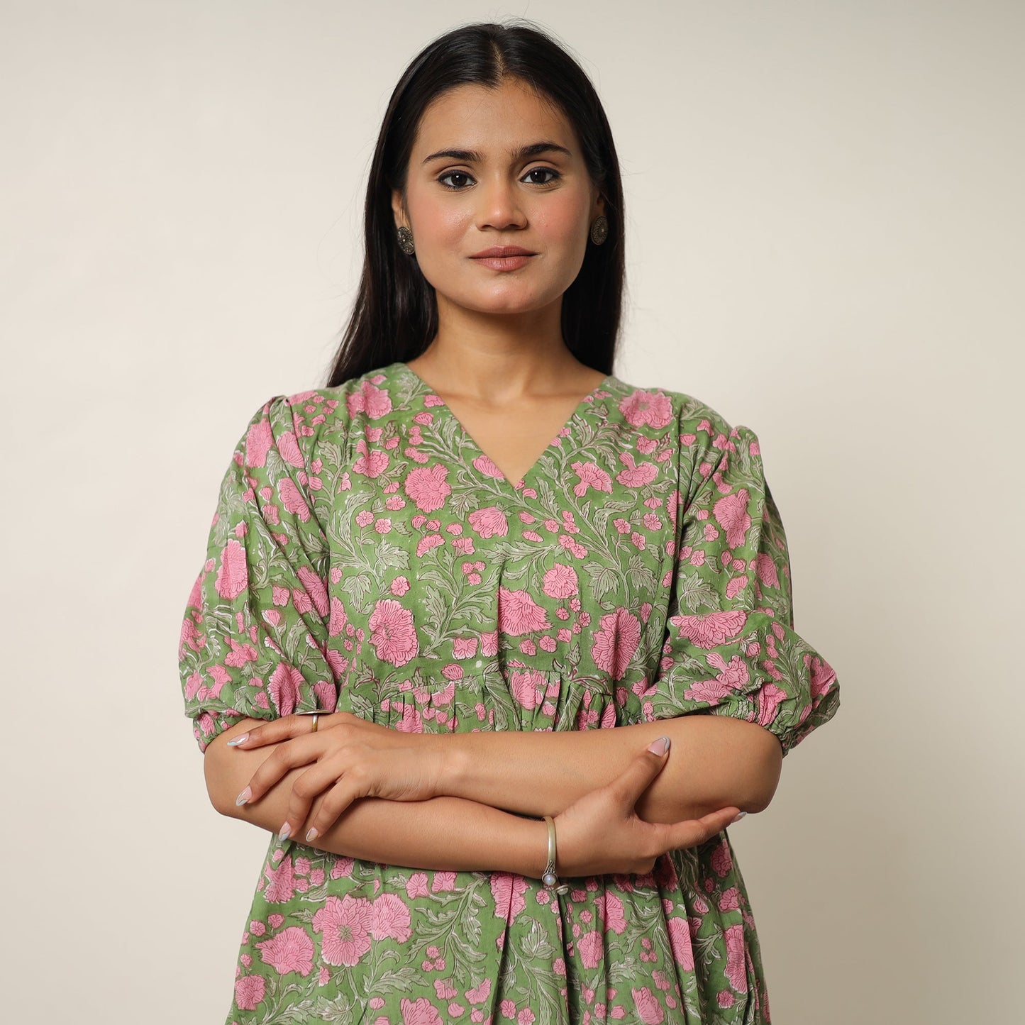 Green - sanganeri block printed cotton co-ord set 27