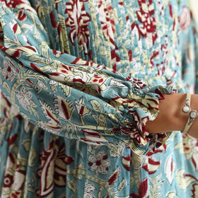 Buy Sanganeri Block Printed Cotton Pintuck Flared Dress 17 Online at iTokri.com