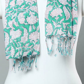 Buy Sanganeri Block Printed Cotton Stole with Tassels 96 Online at iTokri.com