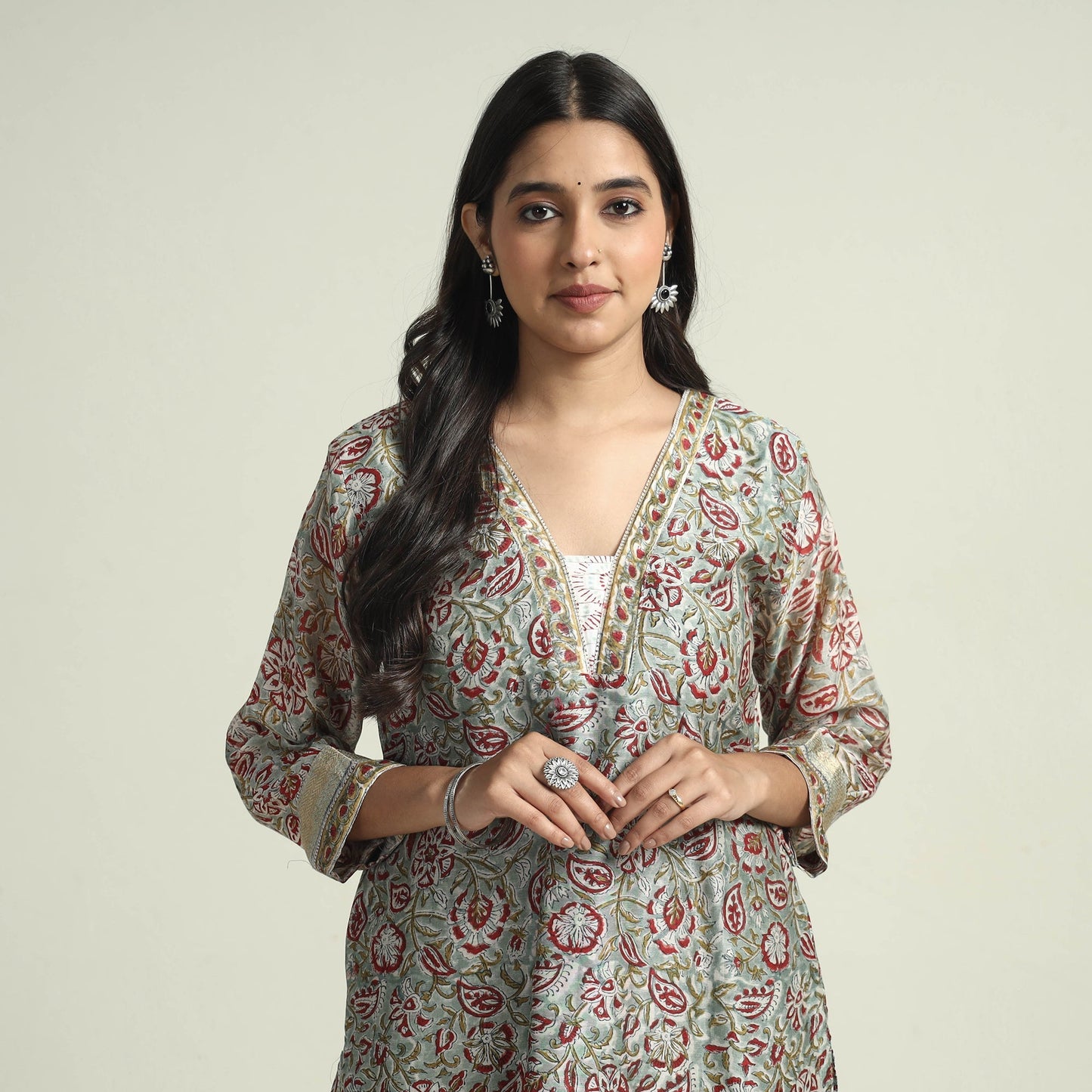 Sanganeri Kurta with Palazzo & Dupatta Set