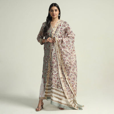 Sanganeri Kurta with Palazzo & Dupatta Set