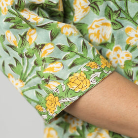 Green - sanganeri printing cotton kurta with palazzo &