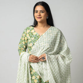 Green - sanganeri printing cotton kurta with palazzo &