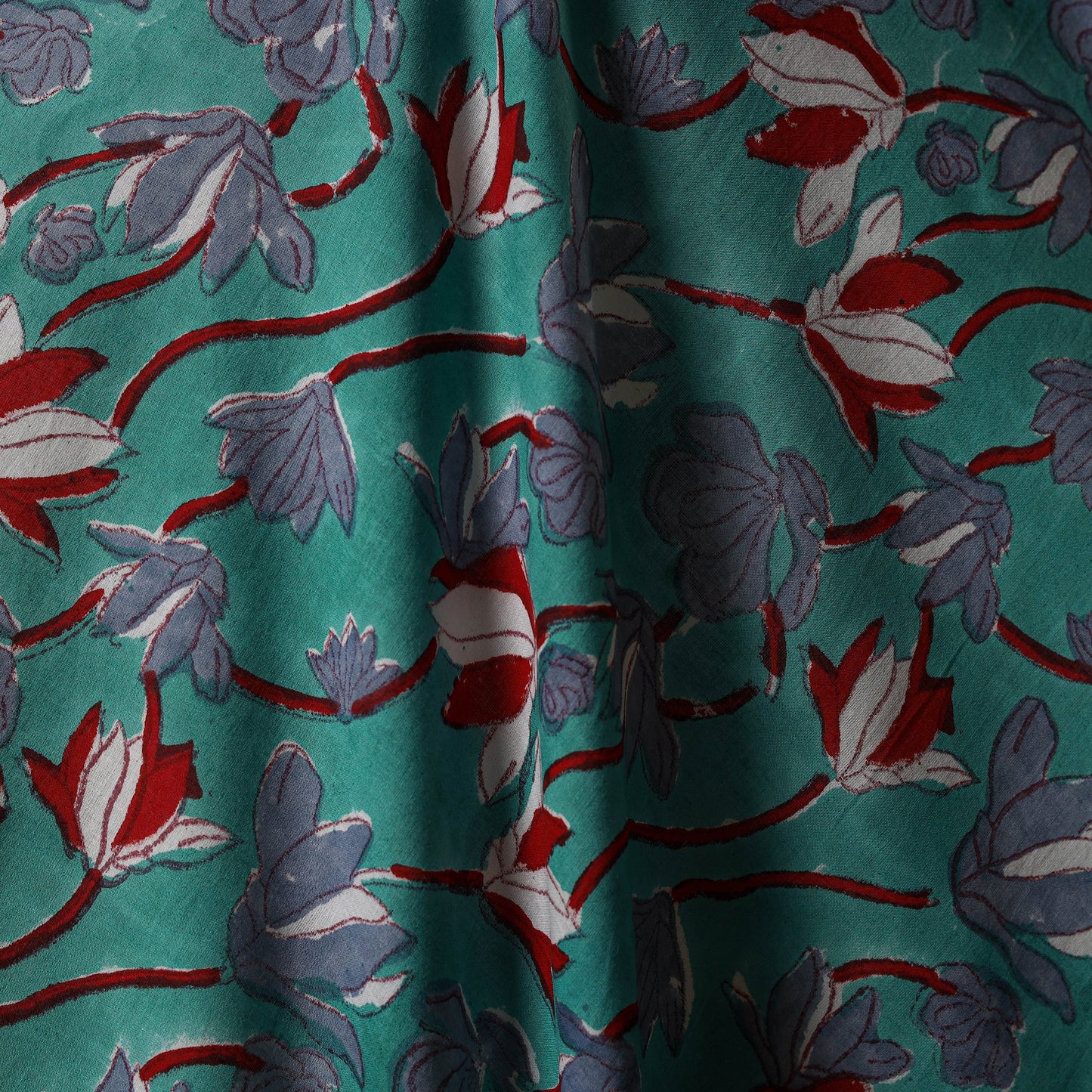 Green - sanganeri cotton fabric 06 - handcrafted