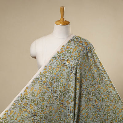 Green Sanganeri Block Print Cotton Fabric