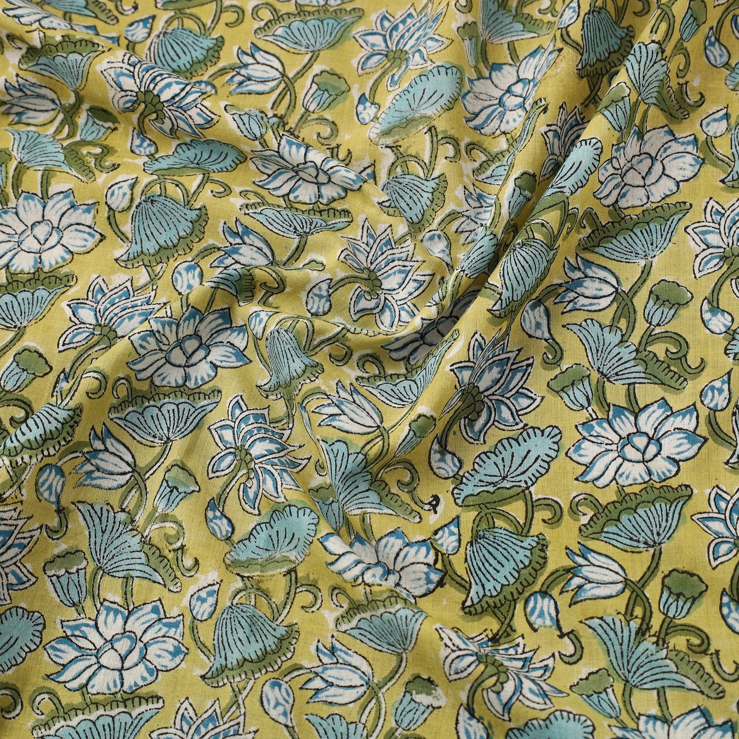  Multicolor Sanganeri Block Print Cotton Fabric