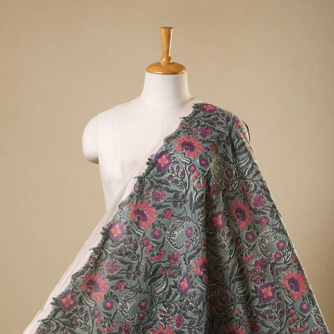 Grey - sanganeri cotton fabric 22 - handcrafted