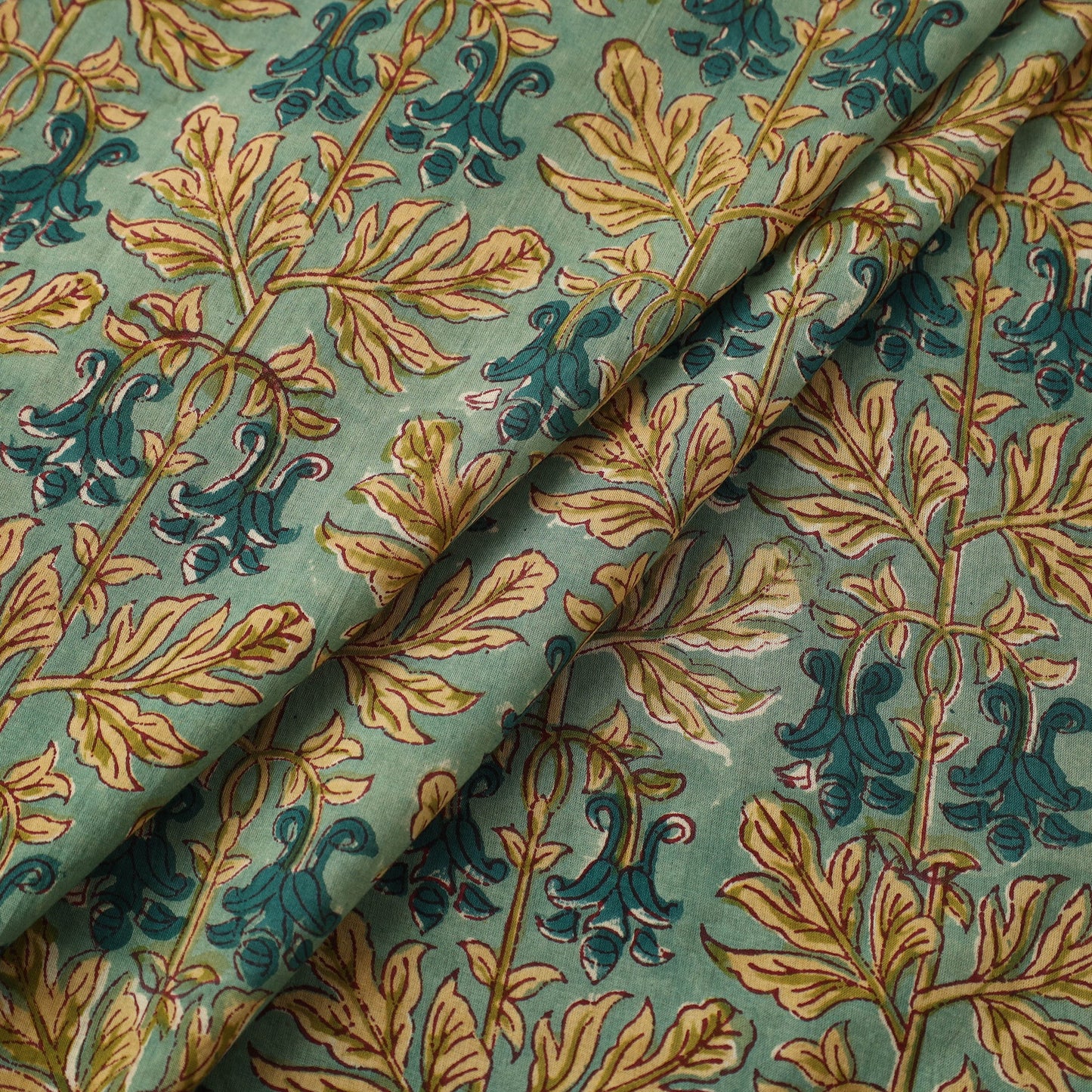  Green Sanganeri Block Print Cotton Fabric