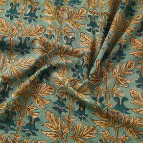  Green Sanganeri Block Print Cotton Fabric