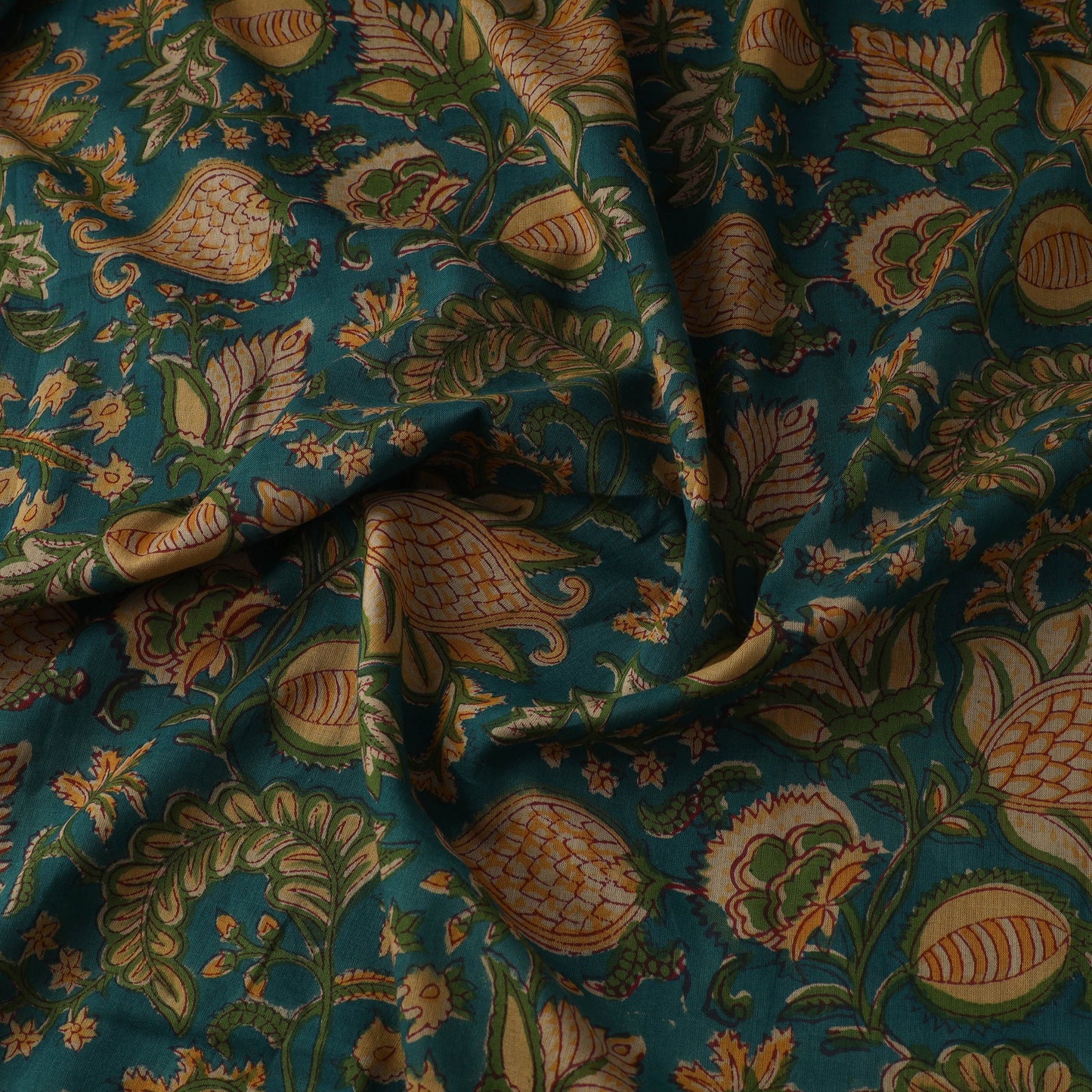 Green Sanganeri Block Print Cotton Fabric