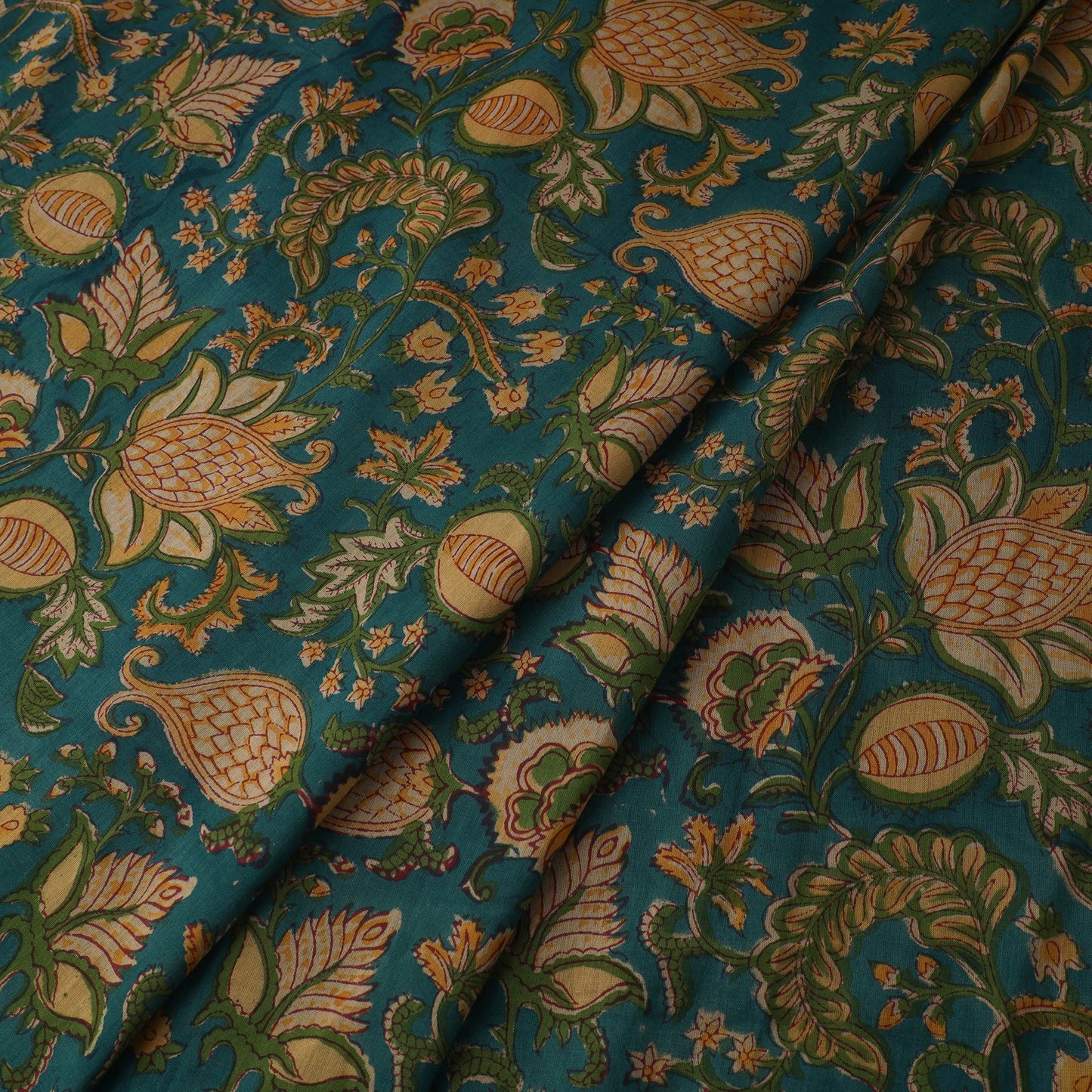 Green Sanganeri Block Print Cotton Fabric