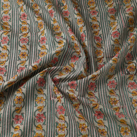 Green Sanganeri Block Print Cotton Fabric